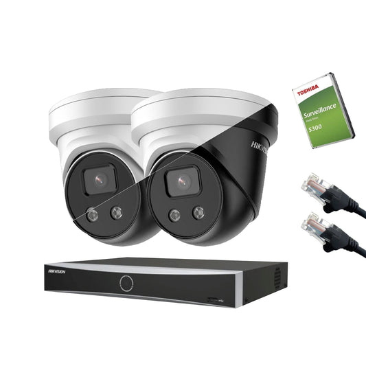 4MP Hikvision IP CCTV Kit – Up to 8x DS-2CD2346G2-IU, DS-7604NXI-K1/4P or DS-7608NXI-K1/8P, HDD & Cabling – White/Black (CKIT1009-V2)