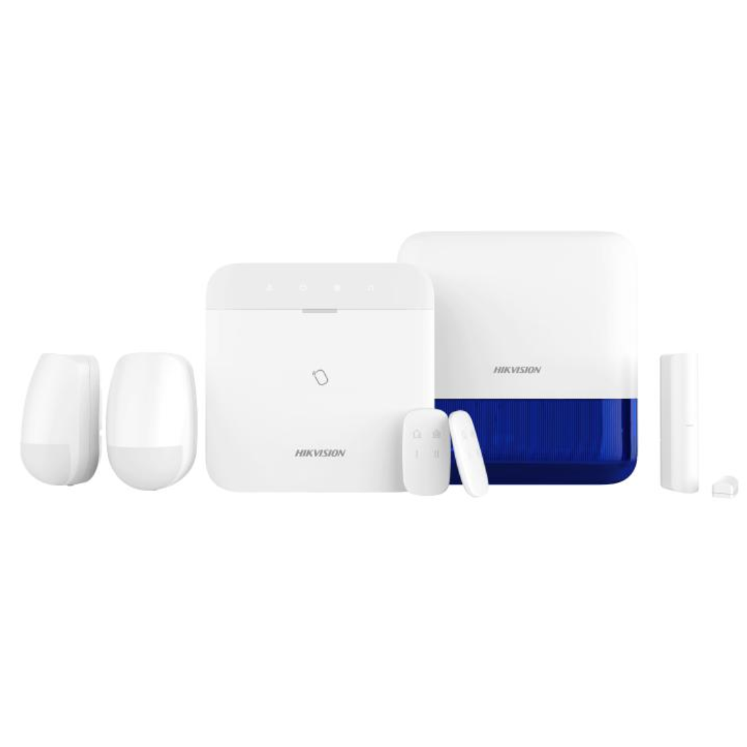 Hikvision AX PRO DS-PWA96-KIT1-WE 96 Zone Wireless Alarm Kit with 1x Control Panel, 2x PIR's, 2x Keyfobs, 1x Door Contact, 1x External Sounder