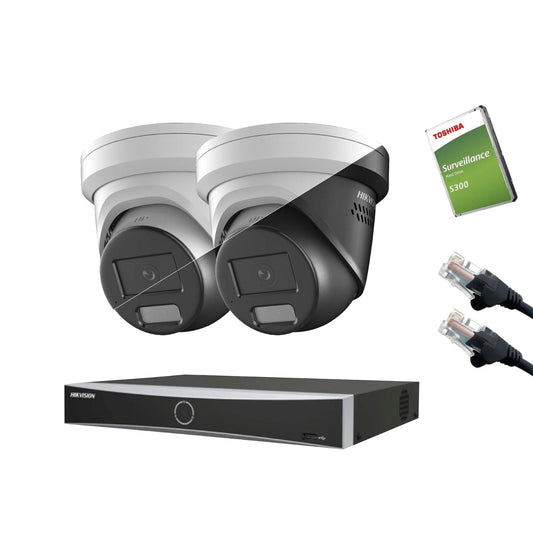 8MP Hikvision IP CCTV Kit – Up to 16x DS-2CD2387G3-LIS2UY/SL, DS-7616NXI-K2/16P NVR, HDD & Cabling – White/Black (CKIT1015-16CH)