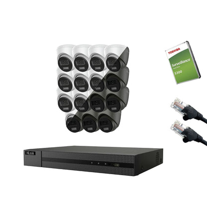 8MP HiLook IP CCTV Kit – Up to 16x IPC-T280HA-LUF/SL, NVR-216MH-C/16P, HDD & Cabling (CKIT1013-16CH)