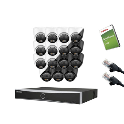 8MP (4K) Hikvision OEM IP CCTV Kit – Up to 16x IPT280W-HT Smart Hybrid Light, DS-7616NXI-K2/16P NVR, HDD & Cabling – White/Black (CKIT1020-16CH)