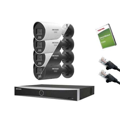 4MP Hikvision IP CCTV Kit – Up to 16x DS-2CD2047G3-LI2UY/SL Bullet, DS-7616NXI-K2/16P NVR, HDD & Cabling – White/Black (CKIT1018-16CH)