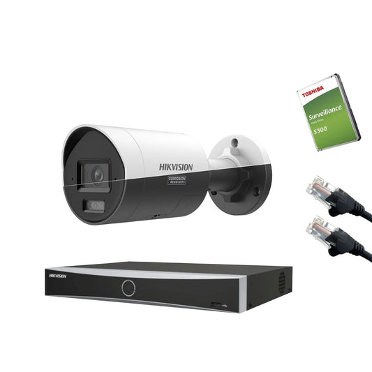 8MP Hikvision IP CCTV Kit – Up to 8x DS-2CD2087G3-LI2UY/SL Bullet, DS-7604NXI-K1/4P or DS-7608NXI-K1/8P, HDD & Cabling – White/Black (CKIT1017-V2)