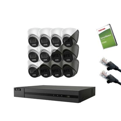 8MP HiLook IP CCTV Kit – Up to 16x IPC-T280HA-LUF/SL, NVR-216MH-C/16P, HDD & Cabling (CKIT1013-16CH)