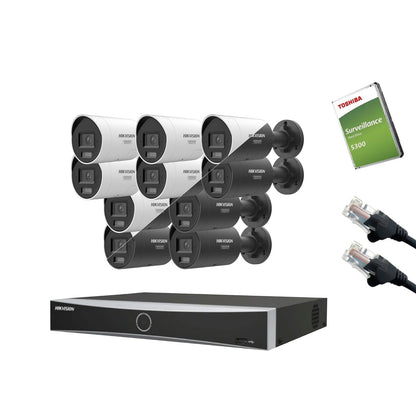 8MP Hikvision IP CCTV Kit – Up to 16x DS-2CD2087G3-LI2UY/SL Bullet, DS-7616NXI-K2/16P NVR, HDD & Cabling – White/Black (CKIT1017-16CH)