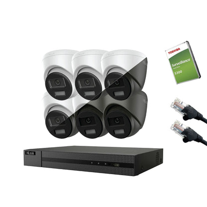 8MP HiLook IP CCTV Kit – Up to 16x IPC-T280HA-LUF/SL, NVR-216MH-C/16P, HDD & Cabling (CKIT1013-16CH)