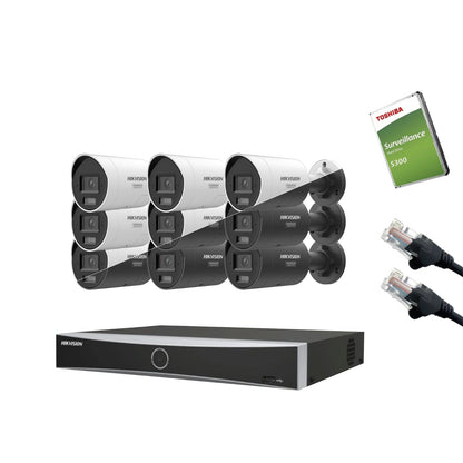 8MP Hikvision IP CCTV Kit – Up to 16x DS-2CD2087G3-LI2UY/SL Bullet, DS-7616NXI-K2/16P NVR, HDD & Cabling – White/Black (CKIT1017-16CH)