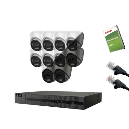 8MP HiLook IP CCTV Kit – Up to 16x IPC-T280HA-LUF/SL, NVR-216MH-C/16P, HDD & Cabling (CKIT1013-16CH)