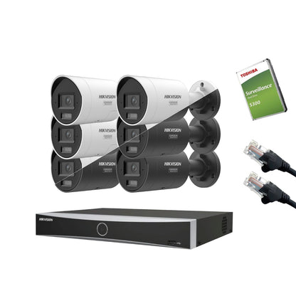 8MP Hikvision IP CCTV Kit – Up to 16x DS-2CD2087G3-LI2UY/SL Bullet, DS-7616NXI-K2/16P NVR, HDD & Cabling – White/Black (CKIT1017-16CH)