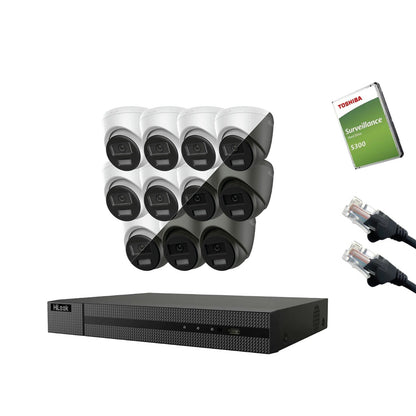8MP HiLook IP CCTV Kit – Up to 16x IPC-T280HA-LUF/SL, NVR-216MH-C/16P, HDD & Cabling (CKIT1013-16CH)