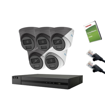 4MP HiLook IP CCTV Kit – Up to 16x IPC-T249HA-LU, NVR-216MH-C/16P, HDD & Cabling – White/Grey (CKIT1014-16CH)