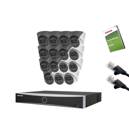 4MP HiLook IP CCTV Kit – Up to 16x IPC-T249HA-LU, DS-7616NXI-K2/16P, HDD & Cabling – White/Grey (CKIT1001-16CH)