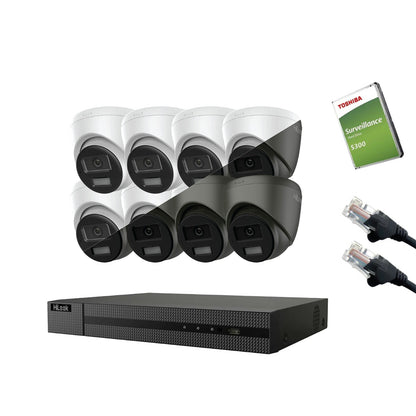 8MP HiLook IP CCTV Kit – Up to 16x IPC-T280HA-LUF/SL, NVR-216MH-C/16P, HDD & Cabling (CKIT1013-16CH)
