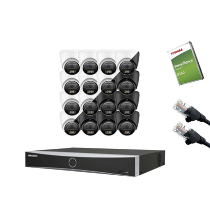 8MP (4K) Hikvision OEM IP CCTV Kit – Up to 16x IPT280W-HT Smart Hybrid Light, DS-7616NXI-K2/16P NVR, HDD & Cabling – White/Black (CKIT1020-16CH)