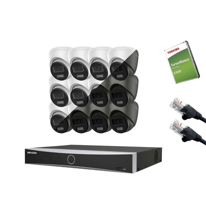 8MP HiLook IP CCTV Kit – Up to 16x IPC-T280HA-LUF/SL, DS-7616NXI-K2/16P, HDD & Cabling – White (CKIT1003-16CH)