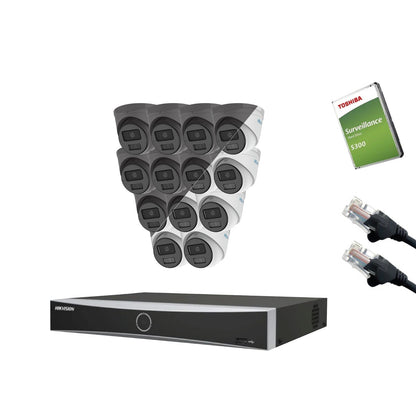 4MP HiLook IP CCTV Kit – Up to 16x IPC-T249HA-LU, DS-7616NXI-K2/16P, HDD & Cabling – White/Grey (CKIT1001-16CH)