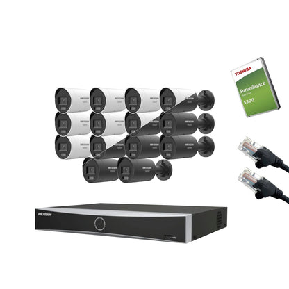 8MP Hikvision IP CCTV Kit – Up to 16x DS-2CD2087G3-LI2UY/SL Bullet, DS-7616NXI-K2/16P NVR, HDD & Cabling – White/Black (CKIT1017-16CH)