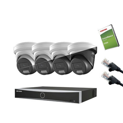 4MP Hikvision IP CCTV Kit – Up to 16x DS-2CD2347G3-LIS2UY/SL, DS-7616NXI-K2/16P NVR, HDD & Cabling – White/Black (CKIT1016-16CH)