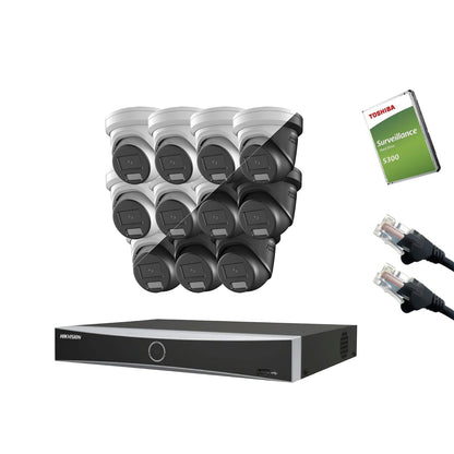 4MP Hikvision IP CCTV Kit – Up to 16x DS-2CD2347G3-LIS2UY/SL, DS-7616NXI-K2/16P NVR, HDD & Cabling – White/Black (CKIT1016-16CH)
