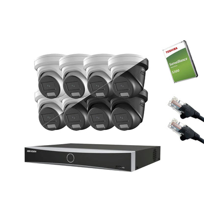 8MP Hikvision IP CCTV Kit – Up to 16x DS-2CD2387G3-LIS2UY/SL, DS-7616NXI-K2/16P NVR, HDD & Cabling – White/Black (CKIT1015-16CH)