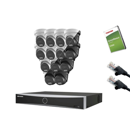 8MP Hikvision IP CCTV Kit – Up to 16x DS-2CD2387G3-LIS2UY/SL, DS-7616NXI-K2/16P NVR, HDD & Cabling – White/Black (CKIT1015-16CH)