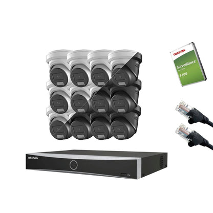 4MP Hikvision IP CCTV Kit – Up to 16x DS-2CD2347G3-LIS2UY/SL, DS-7616NXI-K2/16P NVR, HDD & Cabling – White/Black (CKIT1016-16CH)