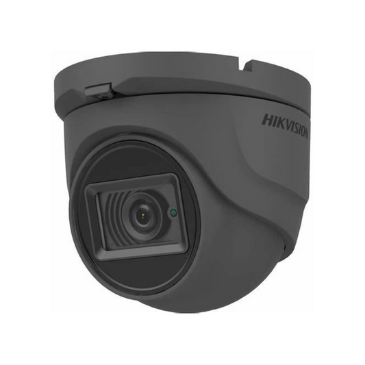 5MP DS-2CE76H0T-ITMFS - G Hikvision HD-TVI 2.8mm Fixed Turret Camera, 30m IR, Mic, AoC - Grey