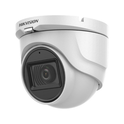 5MP DS-2CE76H0T-ITMFS -  WHITE Hikvision HD-TVI 2.8mm Fixed Lens Turret Camera, 30m IR, Built-In Mic, AoC