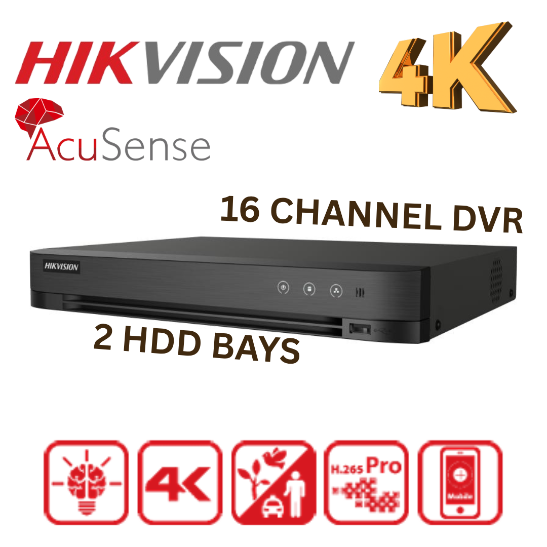 4K/8MP Hikvision iDS-7216HUHI-M2/XT/4A+16/4ALM Pro Series AcuSense 16-Channel 1U H.265 DVR