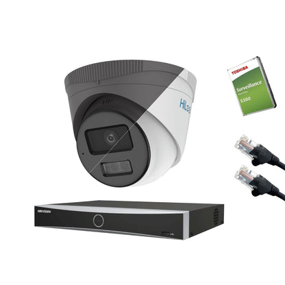 4MP HiLook IP CCTV Kit – Up to 8x IPC-T249HA-LU, DS-7604NXI-K1/4P or DS-7608NXI-K1/8P, HDD & Cabling – White/Grey (CKIT1001)