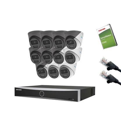 4MP HiLook IP CCTV Kit – Up to 16x IPC-T249HA-LU, DS-7616NXI-K2/16P, HDD & Cabling – White/Grey (CKIT1001-16CH)