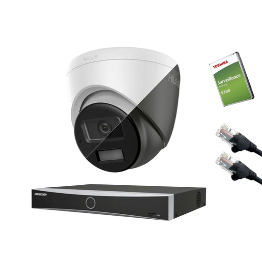 8MP HiLook IP CCTV Kit – Up to 16x IPC-T280HA-LUF/SL, DS-7616NXI-K2/16P, HDD & Cabling – White (CKIT1003-16CH)