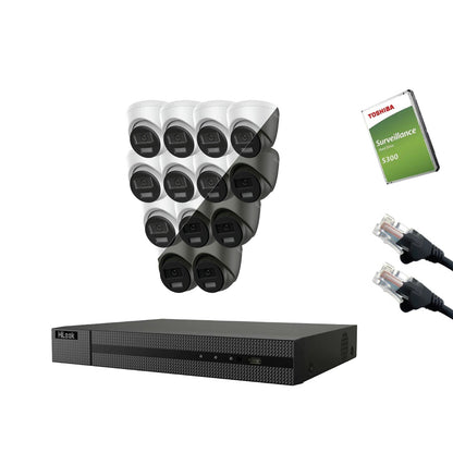 8MP HiLook IP CCTV Kit – Up to 16x IPC-T280HA-LUF/SL, NVR-216MH-C/16P, HDD & Cabling (CKIT1013-16CH)