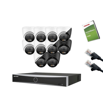 8MP (4K) Hikvision OEM IP CCTV Kit – Up to 16x IPT280W-HT Smart Hybrid Light, DS-7616NXI-K2/16P NVR, HDD & Cabling – White/Black (CKIT1020-16CH)