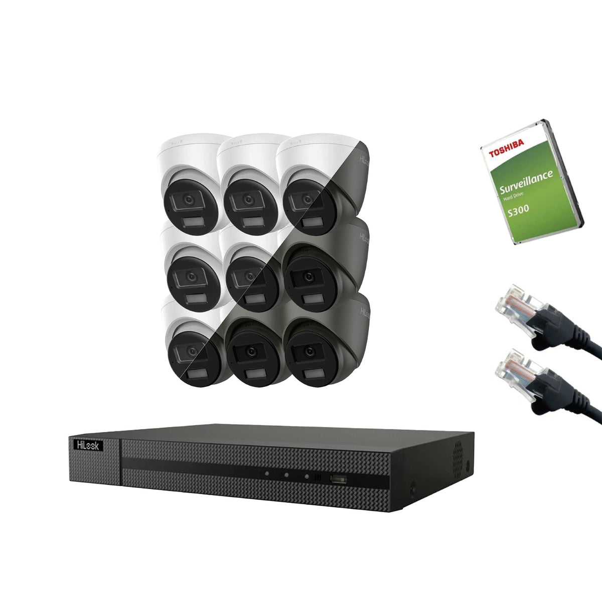 8MP HiLook IP CCTV Kit – Up to 16x IPC-T280HA-LUF/SL, NVR-216MH-C/16P, HDD & Cabling (CKIT1013-16CH)