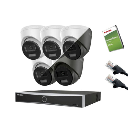 8MP HiLook IP CCTV Kit – Up to 16x IPC-T280HA-LUF/SL, DS-7616NXI-K2/16P, HDD & Cabling – White (CKIT1003-16CH)