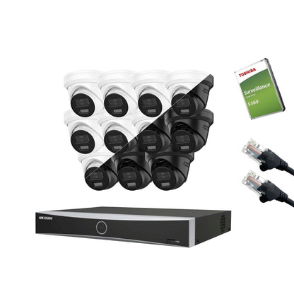 12MP Hikvision OEM IP CCTV Kit – Up to 16x IPT2120W-HT Smart Dual-Light, DS-7616NXI-K2/16P NVR, HDD & Cabling – White/Black (CKIT1021-16CH)