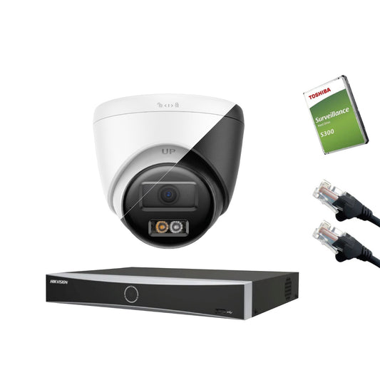 4MP Hikvision OEM IP CCTV Kit – Up to 16x IPT240W-HT Smart Hybrid Light, DS-7616NXI-K2/16P NVR, HDD & Cabling – White/Black (CKIT1019-16CH)