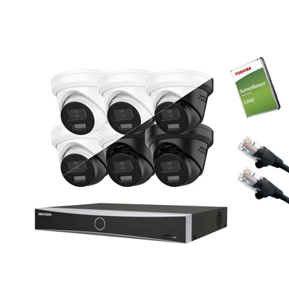 12MP Hikvision OEM IP CCTV Kit – Up to 8x IPT2120W-HT Smart Dual-Light, DS-7604NXI-K1/4P or DS-7608NXI-K1/8P, HDD & Cabling – White/Black (CKIT1021-V2)