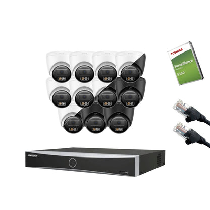 4MP Hikvision OEM IP CCTV Kit – Up to 16x IPT240W-HT Smart Hybrid Light, DS-7616NXI-K2/16P NVR, HDD & Cabling – White/Black (CKIT1019-16CH)