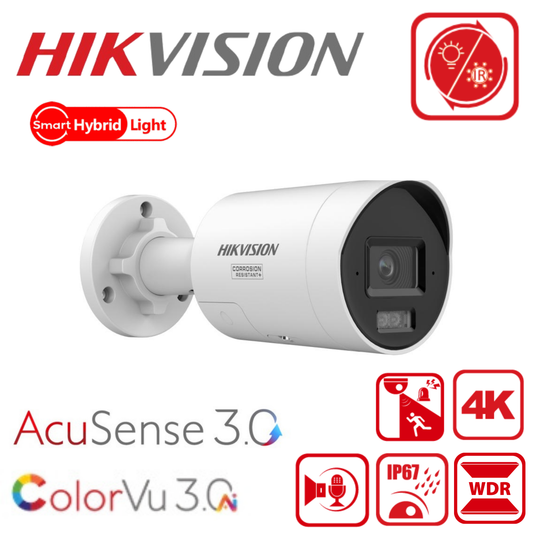 Hikvision DS-2CD2087G3-LI2UY 8MP Smart Hybrid Light ColorVu Mini Bullet AI Network Camera (2.8mm)